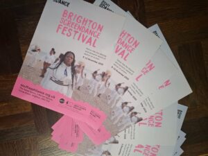 pink and white leaflets laid out in a fan style