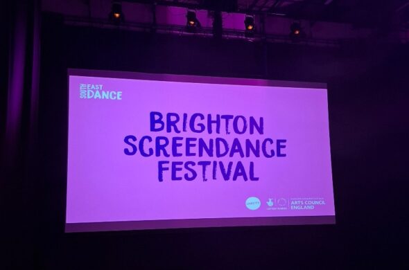 Purple screen with the words Brighton Screendance Festival