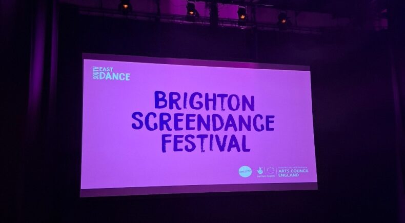Purple screen with the words Brighton Screendance Festival